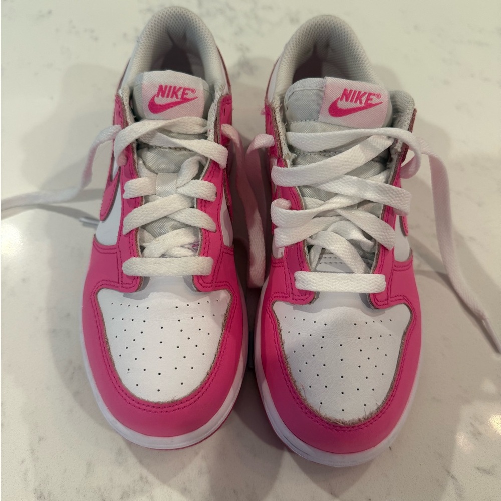 Nike Kids Pink and White Dunks low size 3